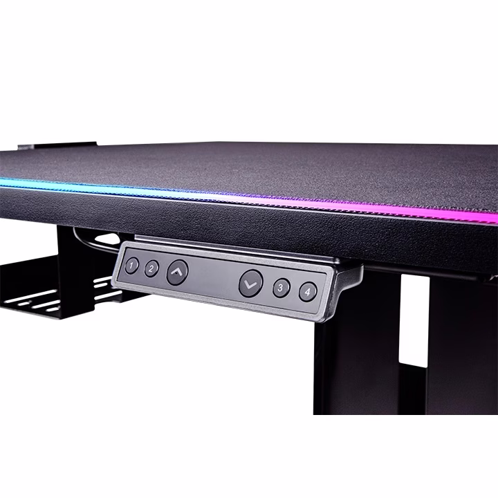 Thermaltake CYCLEDESK 100 Height Adjustable Movable Gaming Desk with Waterproofing RGB Mouse Pad, 28 3" ~ 46" Height Adjustable, 4 Wheels Laptop Stand, Black | GGD-CDW-BKEIRW-01 thumbnail 3