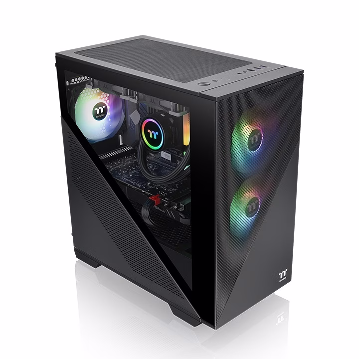 Thermaltake Divider 170 TG ARGB Micro Chassis, 2x pre installed fans, 3mm Tempered Glass x 1, 426 x 210 x 408.5 mm (H X W X D), 4 x Expansion slots, Upto Micro ATX Motherboard supports | CA-1S4-00S1WN-00 thumbnail 2
