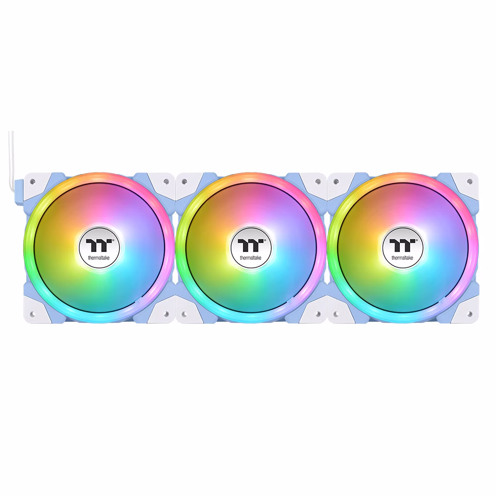 Thermaltake Swafan EX12 aRGB Sync PC Cooling TT Premium Edition Fan, 500 - 2000 RPM, Hydraulic Bearing, 57.11 CFM Standard & 56.26 Reverse Fan Blade, Pack of 3, Hydrangea Blue | CL-F183-PL12BU-A thumbnail 4