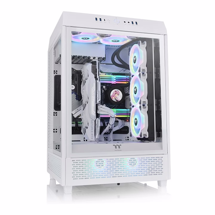 Thermaltake The Tower 500 Tempered Glass Mid Tower E-ATX Case, SPCC Material, 9 Expansion Slots, 120mm Fan Support, 360mm Radiator Support, 4 x 3.5??? / 8 x 2.5??? Drive Bays, White | CA-1X1-00M6WN-00 image