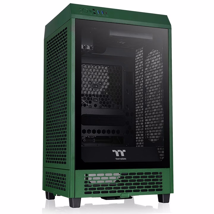 Thermaltake The Tower 200 Mini Computer Case, SPCC+Tempered Glass Material, Supports Up to 280mm Radiator, Up to 4 Fans Support, Removable Dust Filter-Racing Green thumbnail 3