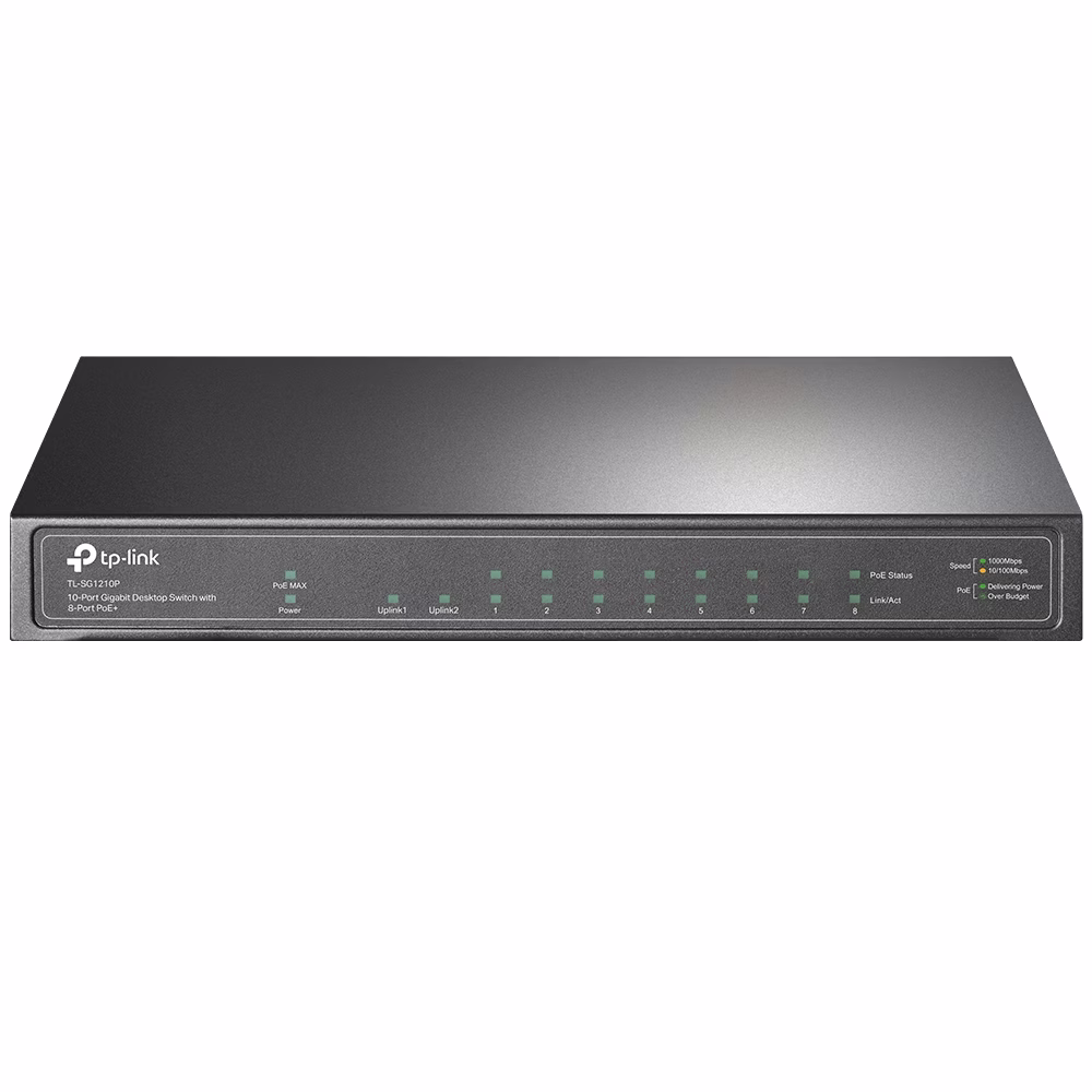 TP-Link 10-Port Gigabit Desktop Switch with 8 Port PoE+ Ethernet Switch | TL-SG1210P image