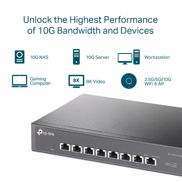 tp-link 8-Port 10G Desktop/Rackmount Switch, Eight 10 Gbps Ports, Lightning-Fast Connections | TL-SX1008 thumbnail 5