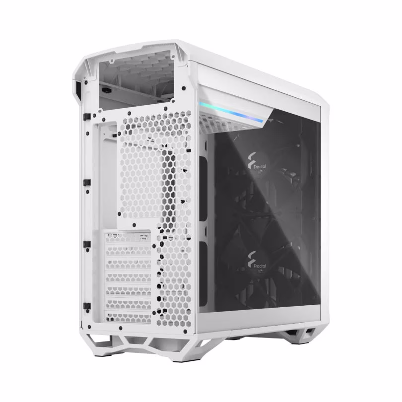 Fractal Design Torrent Compact Gaming Case, 2x Fitted 180 PWM fans, Motherboard Supports Upto E-ATX, PSU max ATX, 7x Expansion slots, Fixed cable straps, White TG Clear Tint | FD-C-TOR1C-03 image