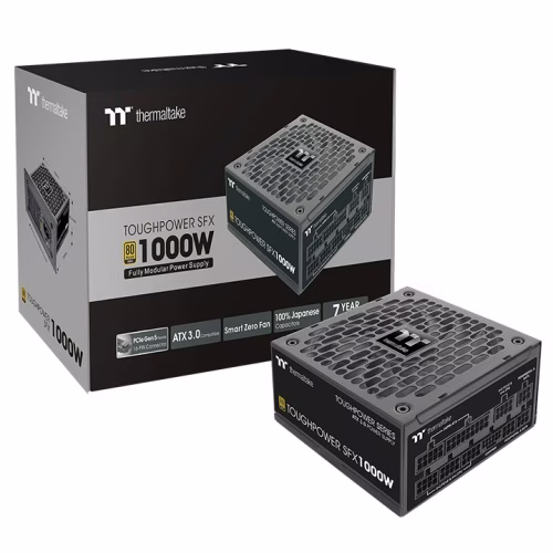 Thermaltake Toughpower SFX 1000W Gold TT Premium Edition Modular Power Supply, PCIe 12+4pin, 12cm FDB Fan, Active PFC, 80 PLUS Gold, Black | PS-STP-1000FNFAGx-1 thumbnail 2