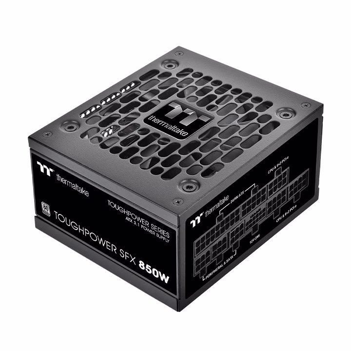 Toughpower SFX Platinum 850W - TT Premium Edition Power Supply, 850W, Platinum 80 PLUS, 9cm FDB Fan, Active PFC, PCIe Gen 5.1 Ready, ATX 3.1 Standard, Black | PS-STP-0850FNFAPK-1 image