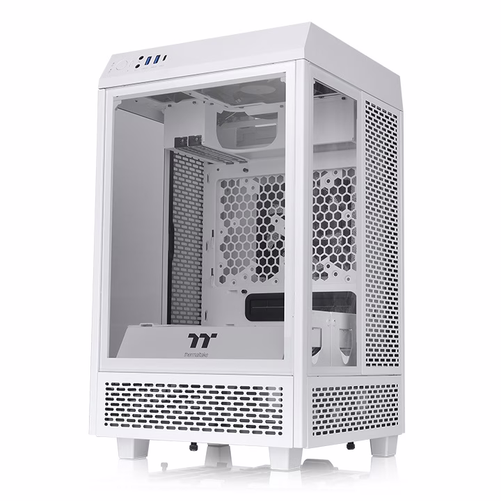 Thermaltake Tower 100 Snow WhiteMini Chassis,  2x Preinstalled 120mm Fans, 462.8 x 266 x 266 mm (H X W X D), Tempered Glass x 3 (4mm thickness), 6.7??? x 6.7??? (Mini ITX) Motherboard Support, USB 3.2 (Gen 2) Type-C x 1, USB 3.0 x 2| CA-1R3-00S6WN-00 thumbnail 6