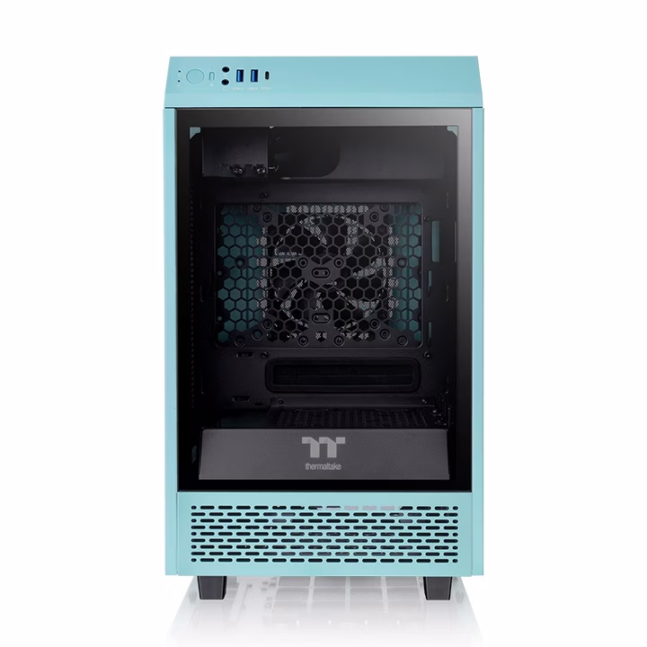 Thermaltake Tower 100 Turquoise Mini Chassis,  2x Preinstalled 120mm Fans, 462.8 x 266 x 266 mm (H X W X D), Tempered Glass x 3 (4mm thickness), 6.7??? x 6.7??? (Mini ITX) Motherboard Support, USB 3.2 (Gen 2) Type-C x 1, USB 3.0 x 2| CA-1R3-00SBWN-00 thumbnail 2