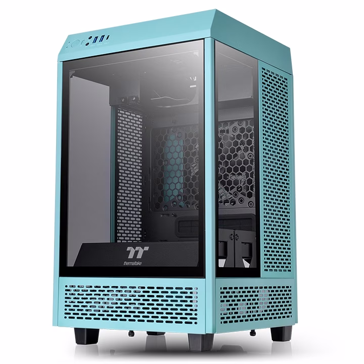 Thermaltake Tower 100 Turquoise Mini Chassis,  2x Preinstalled 120mm Fans, 462.8 x 266 x 266 mm (H X W X D), Tempered Glass x 3 (4mm thickness), 6.7??? x 6.7??? (Mini ITX) Motherboard Support, USB 3.2 (Gen 2) Type-C x 1, USB 3.0 x 2| CA-1R3-00SBWN-00 thumbnail 5
