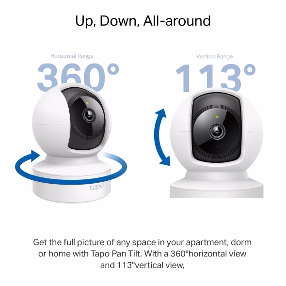 tp-link Tapo Pan/Tilt Home Security Wi-Fi Camera, 2K 3MP, High-Definition Video, Advanced Night Vision, up to 30 ft, Motion Detection and Notifications, Sound and Light Alarm, built-in microphone and speaker, up to 512 GB | Tapo C212 V2 thumbnail 3