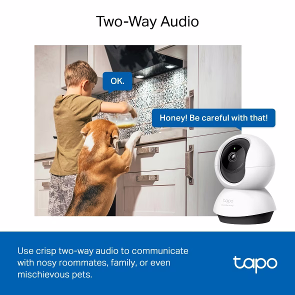 tp-link Tapo Pan/Tilt AI Home Security Wi-Fi Camera, 2K 4MP QHD, Wide Range of Movement, Enhanced Night Vision, Smart AI Detection and Notifications, Sound and Light Alarm, built-in microphone and speaker, up to 512 GB, Hands-Free Operation | Tapo C220 V1 thumbnail 8