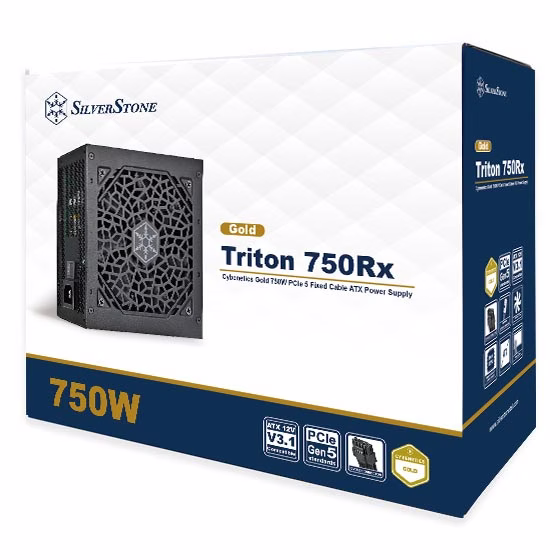 Silverstone Triton 750Rx Cybenetics Gold 750W PCIe 5 Fixed Cable ATX Power Supply, Silent 120mm ICB fan, Supports 12V-2x6 PCIe connector with ATX 3.1 and PCIe Gen 5 standard, Black | SST-TR750R-GF – Buy Online