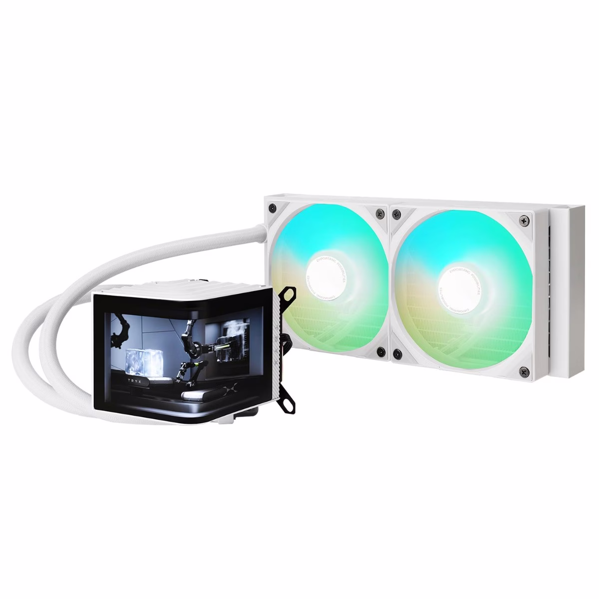 TRYX PANORAMA ARGB 240 White L-shaped AMOLED Screen Liquid Cooler, 6.5 Inch 2K 60 Hz Display, Adjustable Fan Speed| L-P240A-AS2M-G0W thumbnail 2
