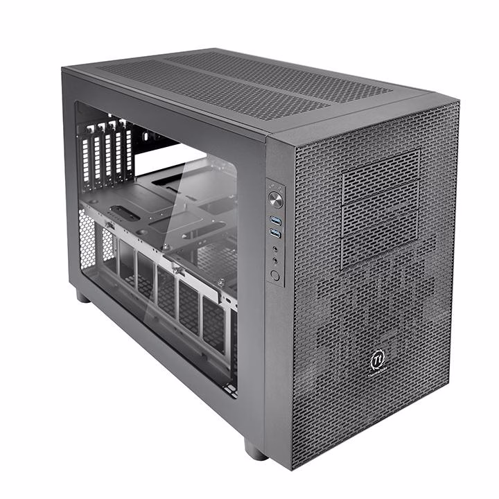 Thermaltake Core X2 mATX Cube Case, Transparent Window, Supports Up to Micro ATX MB, 5 Expansion Slots, USB 3.0 x 2, HD Audio x 1,  Black | CA-1D7-00C1WN-00 thumbnail 3