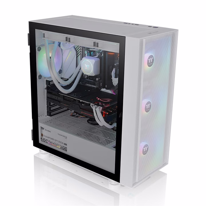 Thermaltake H570 TG ARGB Snow Mid Tower PC Chassis, 4mm Tempered Glass x 1, 120 x 120 x 25 mm ARGB Lite fan (1000rpm, 22.3 dBA) x 3,  Motherboard Supports Up to E-ATX,  White | CA-1T9-00M6WN-01 thumbnail 2
