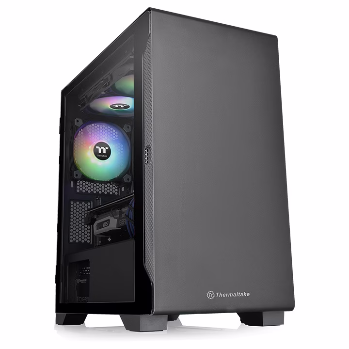 Thermaltake S100 Tempered Glass Micro-ATX Mini-Tower PC Case, With A Tempered Glass &amp; Pre Installed Fan, Motherboards up to Micro-ATX, 4x Expansion Slots and Drive Bays, Black | CA-1Q9-00S1WN-00 thumbnail 5