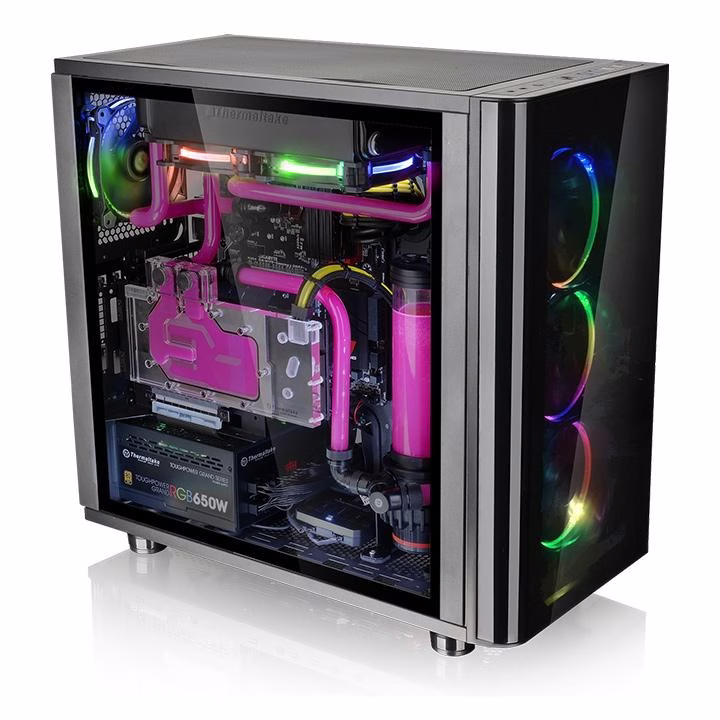 Thermaltake View 31 Tempered Glass RGB Edition Mid-tower case, 3x Preinstalled 140mm fans, supports up to ATX MB, 8 + 2 Expansion Slots, 4mm Tempered Glass x 2, USB 3.0 x 2, USB 2.0 x 2, HD Audio x 1 | CA-1H8-00M1WN-01 thumbnail 4