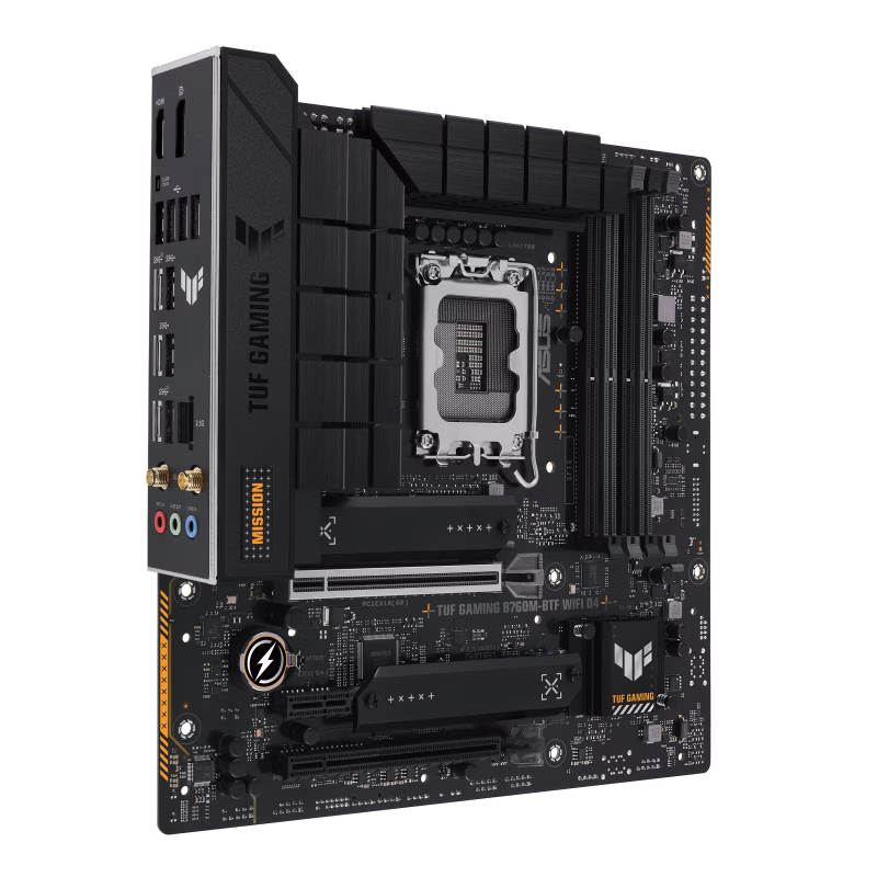 ASUS TUF GAMING B760M-BTF WIFI D4 DDR4 micro-ATX Motherboard, LGA1700, 4x DIMM, Max. 128GB, Max 5333(OC), 3x M.2 slots 4x SATA 6Gb/s, Wi-Fi 6 & BT v5.2 | 90RC00V0-M0UAY0 thumbnail 3
