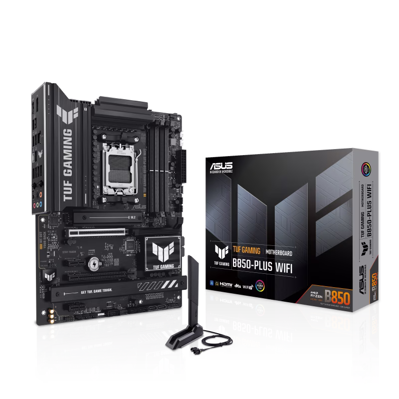 ASUS TUF GAMING B850-PLUS WIFI AMD ATX Motherboard, 14+2+1 DrMOS 80A Power Stages, DDR5, PCIe 5.0, 3 M.2 Slots, WiFi 7, Realtek 2.5Gb Ethernet, DisplayPort, HDMI, USB 20Gbps Type-C, Aura Sync | 90MB1J30-M0EAY0 – Buy Online