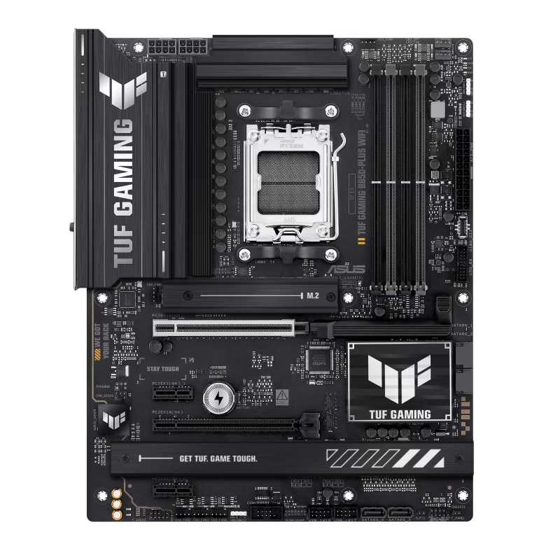 ASUS TUF GAMING B850-PLUS WIFI AMD ATX Motherboard, 14+2+1 DrMOS 80A Power Stages, DDR5, PCIe 5.0, 3 M.2 Slots, WiFi 7, Realtek 2.5Gb Ethernet, DisplayPort, HDMI, USB 20Gbps Type-C, Aura Sync | 90MB1J30-M0EAY0 thumbnail 2
