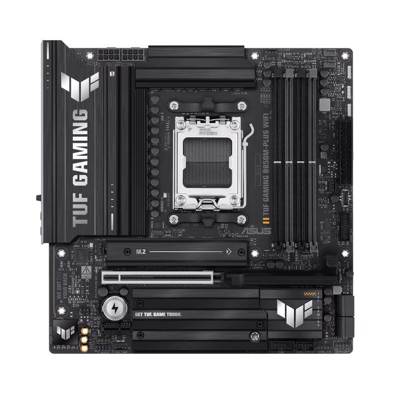 ASUS TUF Gaming B850M-PLUS WiFi AMD AM5 B850 mATX Motherboard, 14+2+1 80A DrMOS Stages, DDR5, PCIe 5.0, 3X M.2, Wi-Fi 6E, 2.5Gb LAN, DP, HDMI, USB 10Gbps & 20Gbps Type-C, BIOS Flashback, Aura Sync | 90MB1IY0-M0EAY0 thumbnail 2