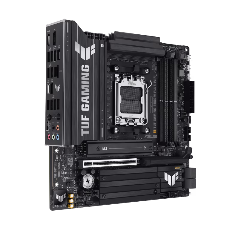ASUS TUF Gaming B850M-PLUS WiFi AMD AM5 B850 mATX Motherboard, 14+2+1 80A DrMOS Stages, DDR5, PCIe 5.0, 3X M.2, Wi-Fi 6E, 2.5Gb LAN, DP, HDMI, USB 10Gbps & 20Gbps Type-C, BIOS Flashback, Aura Sync | 90MB1IY0-M0EAY0 thumbnail 3