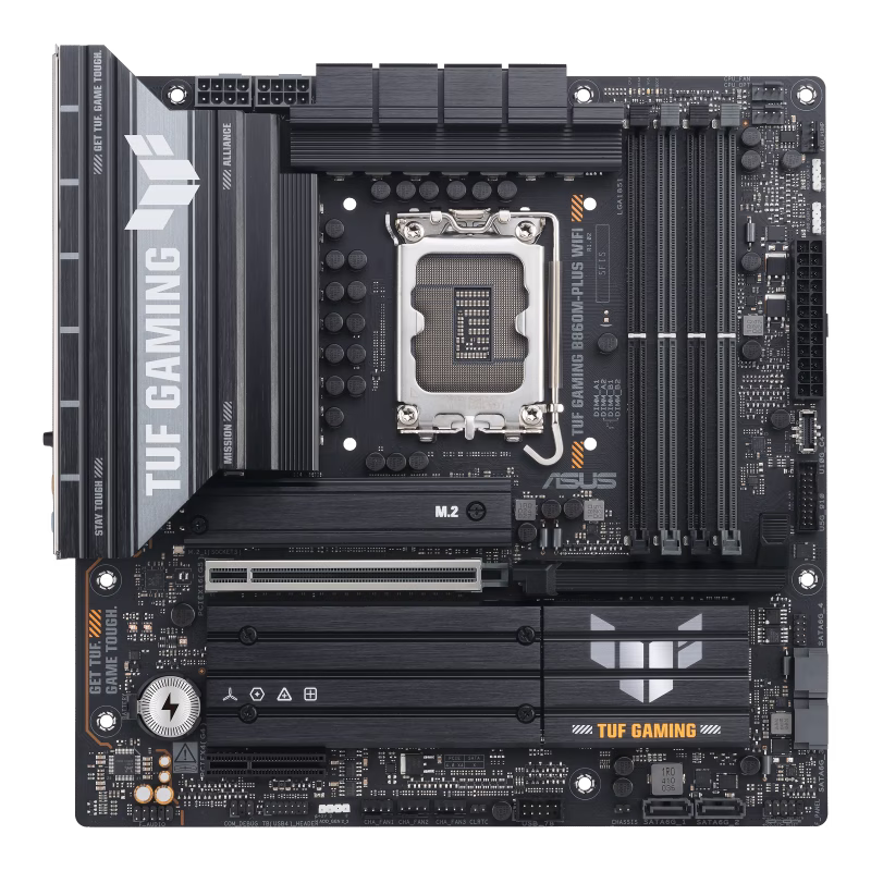 ASUS TUF GAMING B860M-PLUS WIFI (LGA 1851) mATX Motherboard, DDR5,PCIe 5.0, 3 x M.2 slots, Realtek 2.5Gb Ethernet, Wi-Fi 7 , DisplayPort, HDMI, USB 20Gbps Type-C | 90MB1JV0-M0EAY0 image