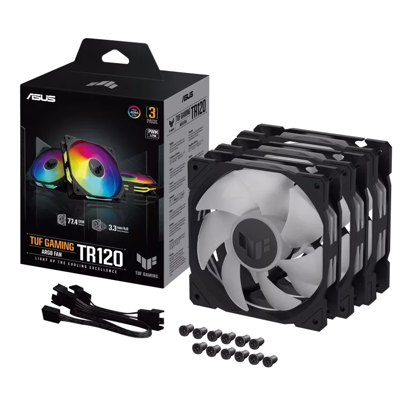 ASUS TUF Gaming TR120 ARGB Fan - Triple Pack, High static Pressure and Airflow, 120mm, 2000 rpm,  AURA Sync | 90DA0090-B09020 thumbnail 5