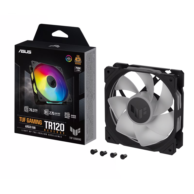 ASUS TUF Gaming TR120 ARGB Reverse Fan - Single Pack, High static Pressure and Airflow, 120mm, 2000 rpm,  AURA Sync | 90DA00D0-B09000 thumbnail 3