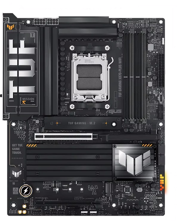ASUS TUF GAMING X870-PLUS WIFI AM5 DDR5 Motherboard, 4x DIMM slots up to 8000+MT/s, max. 192GB, 4x M.2 and 2 x SATA, PCIe 5.0, 2.5Gb Ethernet, WiFi 7, AI Solution | 90MB1IU0-M0EAY0 thumbnail 2
