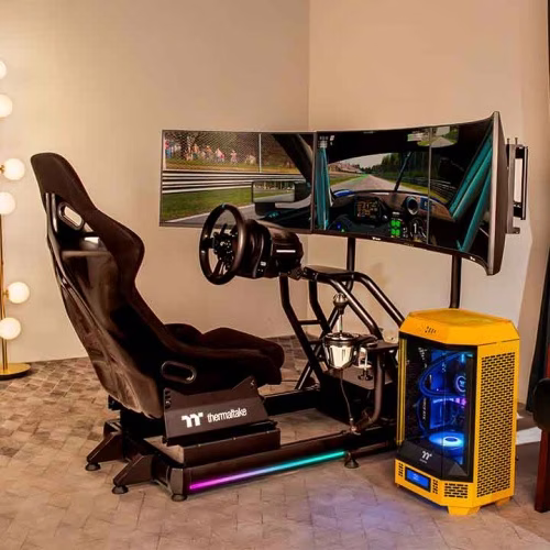 Thermaltake Triple Racing Monitor Black Stand, Heavy-Duty Steel, Fits 3x 32" Monitors, VESA Compatible, Compatible with GR500 Cockpit | GEA-RMS-TMSBLK-01 thumbnail 3