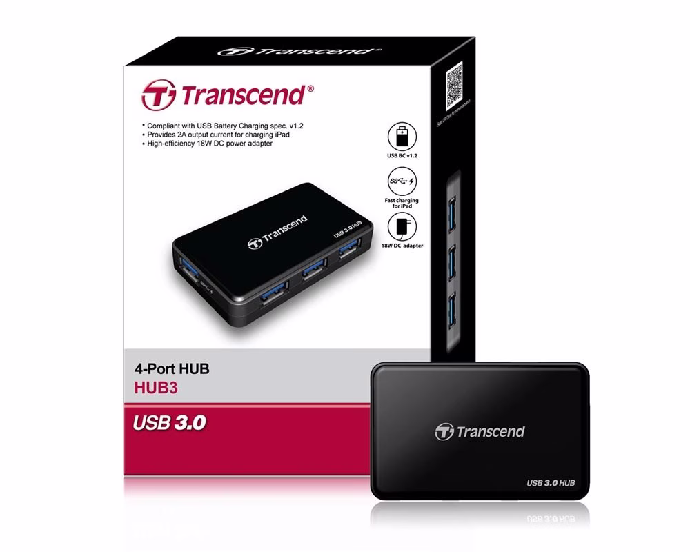 Transcend USB 3.0 4-Port Hub TS-HUB3K, Black thumbnail 4