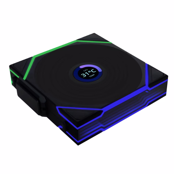 Lian Li UNI FAN TL120 LCD Wireless 3 Pack Case Fan, 120x124x28mm, 1.6??? LCD SCREEN, Incl Controller, 120x124x28mm, 0,350~1900 RPM, 2.9 mm H2O MAX. Air Pressure, 62 CFM MAX. Air Flow Fluid Dynamic Bearing (FDB) | 12TLLCD1W3B thumbnail 2