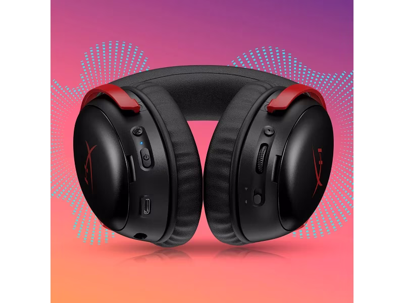 HyperX Cloud III S Wireless Black-Red Gaming Headset, 2.4GHz Wireless, Bluetooth, or Instant Pair, Up to 120 Hours Battery Life, PC, Mac, PS5, and Mobile | A59Z0AA thumbnail 4