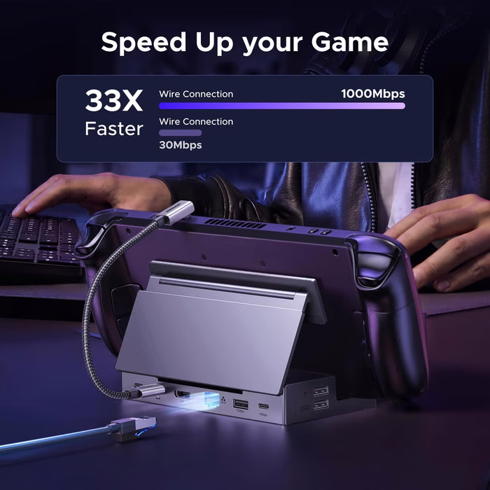 UGREEN Steam Deck Dock 9-in-1 USB-C Hub, 4K 120Hz HDMI, 100W PD Charging, Gigabit Ethernet, Multiport Docking Station | CM800-55733 thumbnail 5