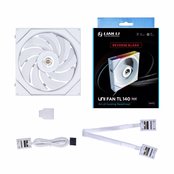 Lian Li UNI FAN TL 140 REVERSE BLADE White Case Fan, Fluid Dynamic Bearing (FDB) | 12RTL1W thumbnail 2