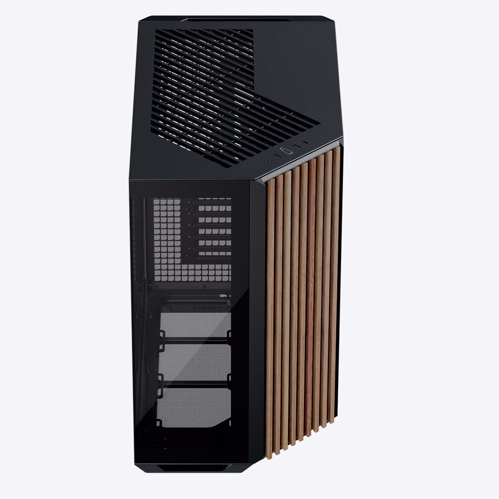 APNX V1 V1-W-BK-v1 ATX Mid Tower Black/Wood Computer Case, Upto ATX Motherboards, Upto 360mm Radiators, Vertical GPU Holder Kit, Adjustable Motherboard Displacement, Black  | V1-W-BK-v1 – Buy Online