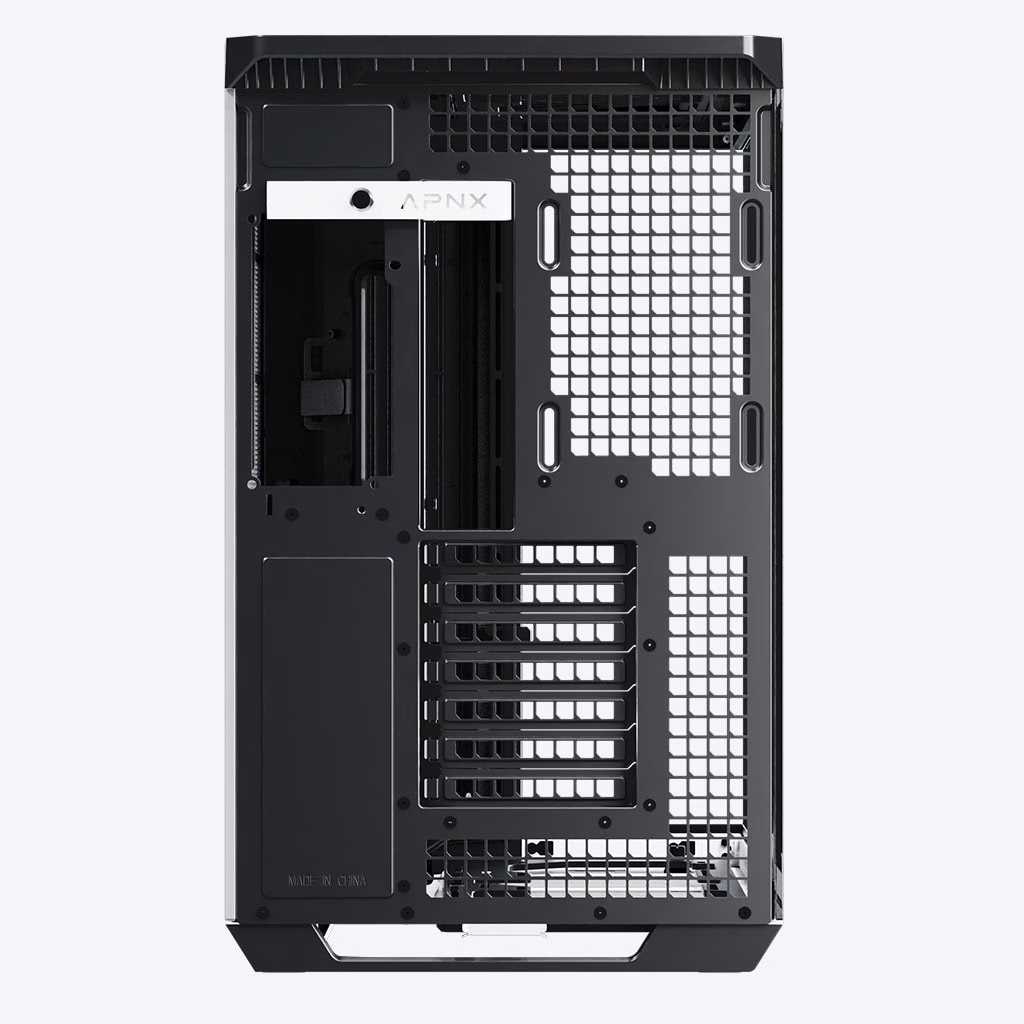 APNX V1 V1-BW-v1 ATX Mid Tower Glass Edition Computer Case, Upto ATX Motherboards, Upto 360mm Radiators, Vertical GPU Holder Kit, Adjustable Motherboard Displacement, Black & White | APCM-V10 1003.M1 thumbnail 5