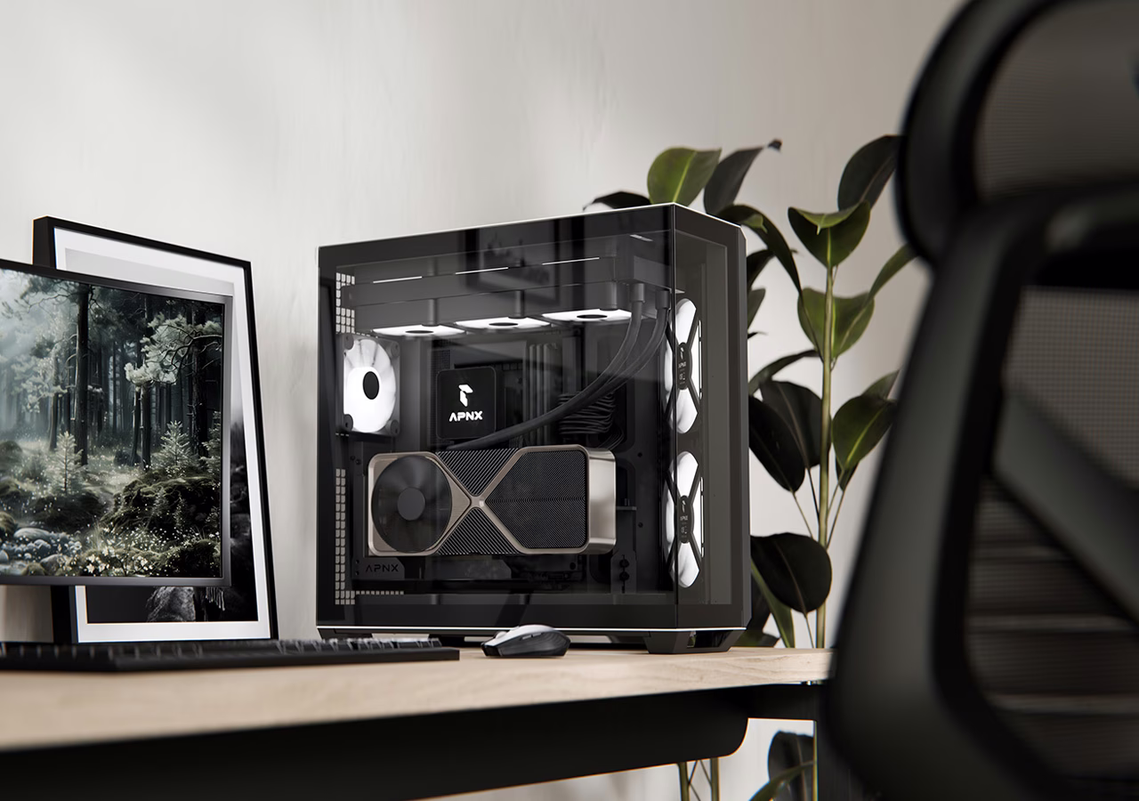 APNX V1 Wood Black Built Gaming PC, AMD 7800X3D Ryzen 7, TUF RTX4080-Super 16GB OC, 32GB (2x16GB) 6400MTs, 2TB 990 PRO, 1000W image
