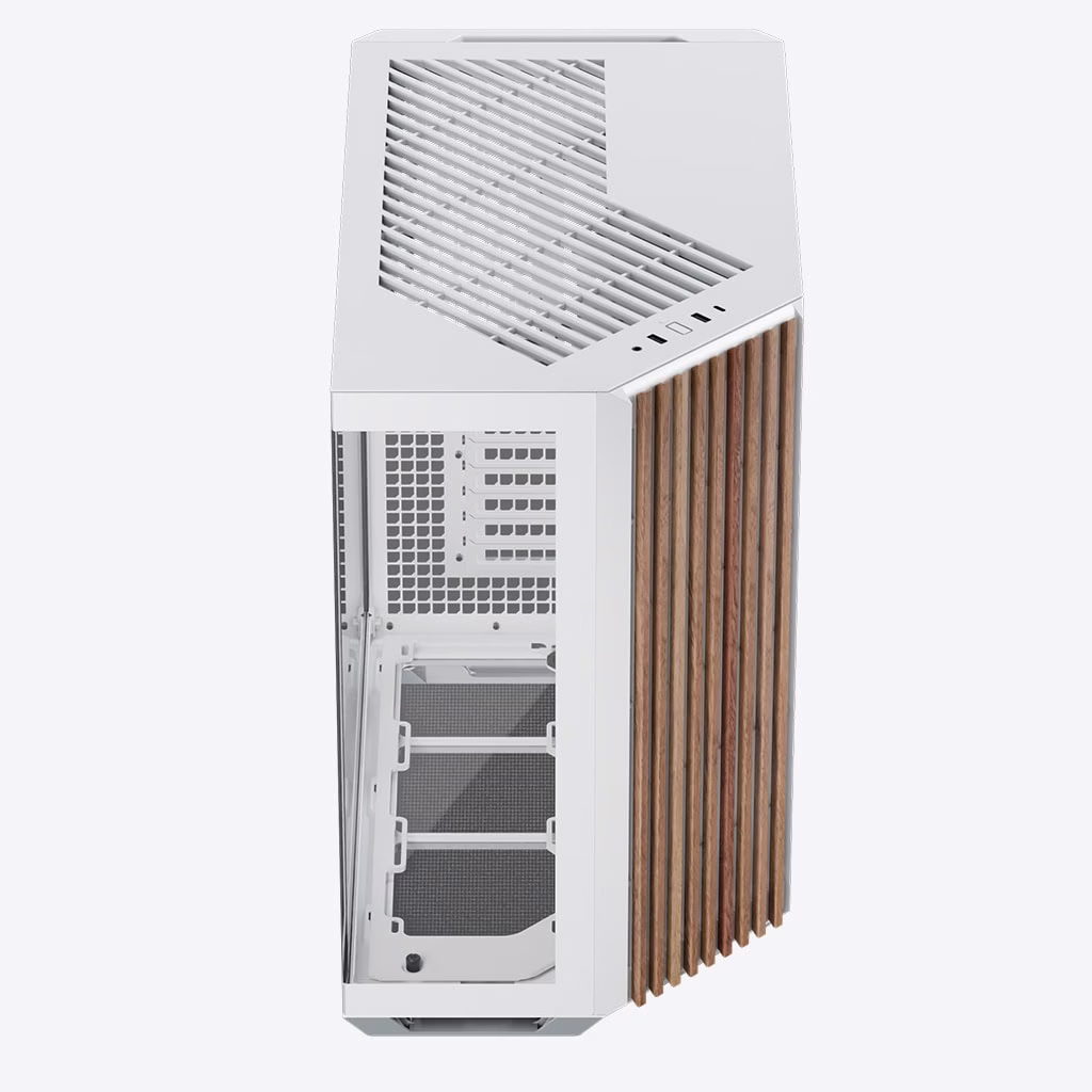 APNX V1-W-WT-V1 ATX Mid Tower White/Wood Computer Case, Upto ATX Motherboards, Upto 360mm Radiators, Vertical GPU Holder Kit, Adjustable Motherboard Displacement, White | APCM-VI01103.21 image