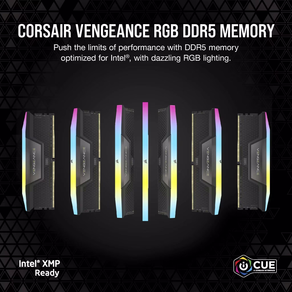 CORSAIR VENGEANCE RGB 32GB 2*16 DDR5 5600MHZ BLACK  CMH32GX5M2B5600C36K-224203979,840006600190 image