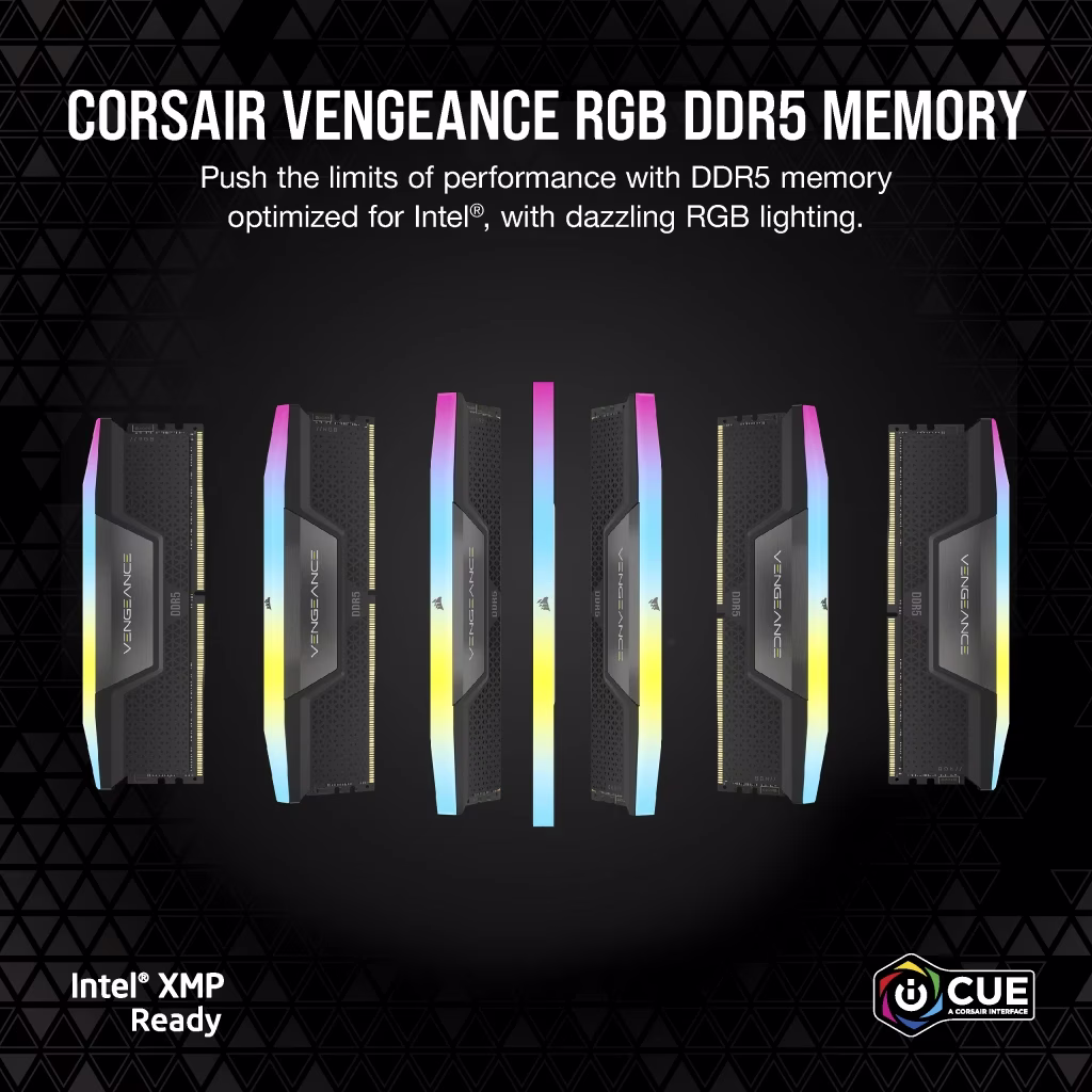 Corsair VENGEANCE RGB 32GB (2x16GB) DDR5 DRAM 6800MT/s CL40 Memory Kit, Black | CMH32GX5M2B6800C40 thumbnail 4