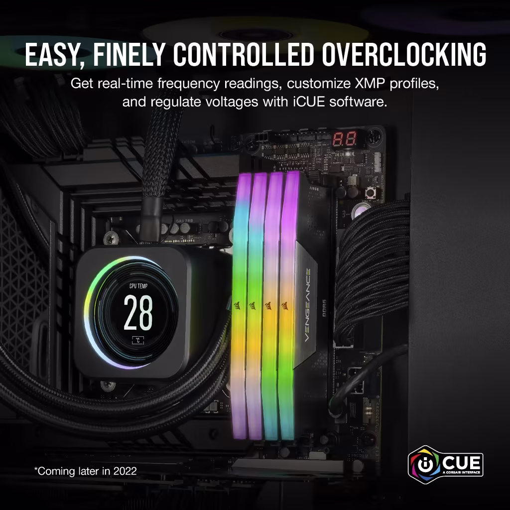 Corsair VENGEANCE RGB 32GB (2x16GB) DDR5 DRAM 6200MT/s CL36 Memory Kit, 36-39-39-76, Intel 600 Series, Intel 700 Series, Overclock PMIC, Black | CMH32GX5M2B6200C36 thumbnail 9