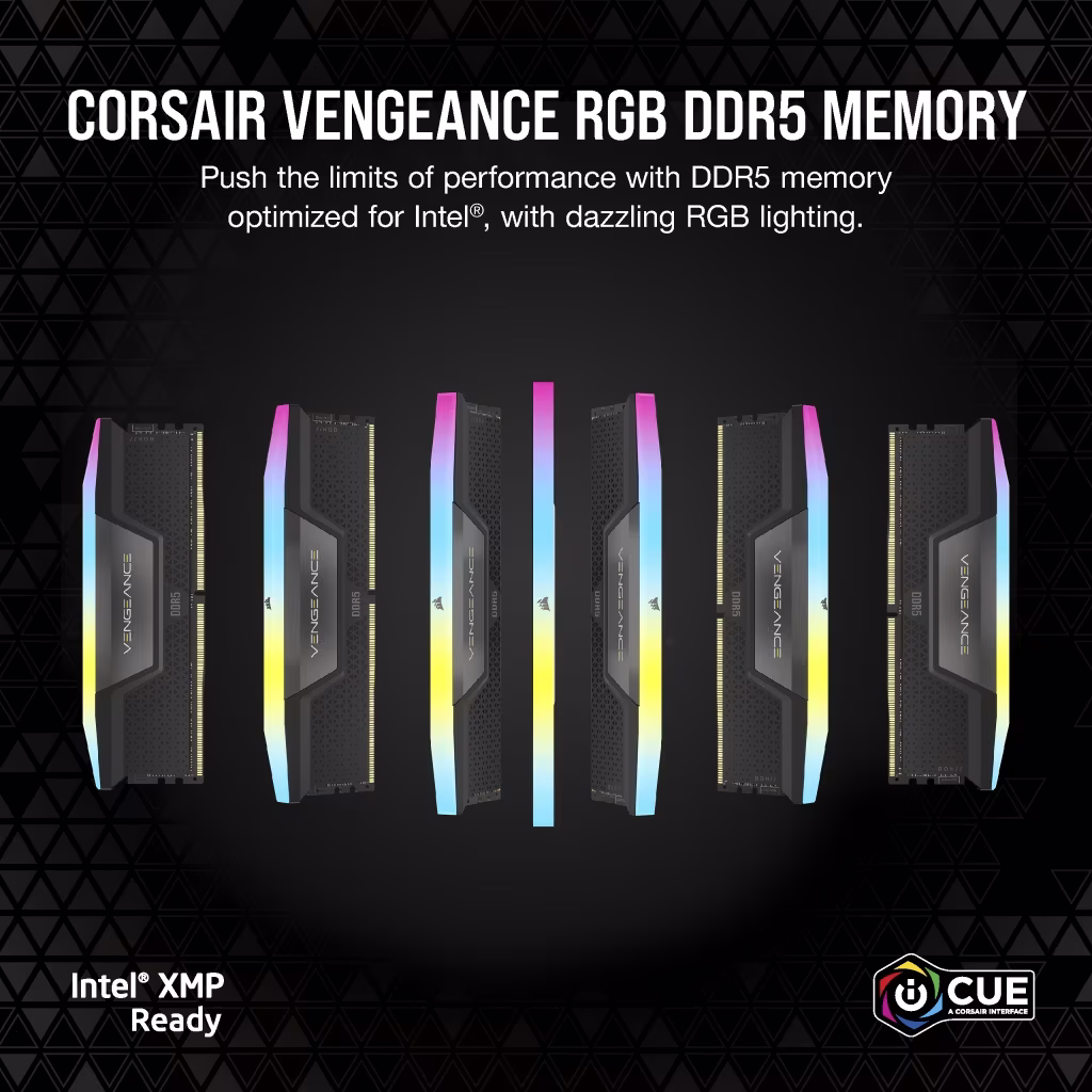 Corsair VENGEANCE RGB 96GB (2x48GB) DDR5 DRAM 6400MT/s CL32 Memory Kit, DIMM, 288 Pin, Overclock PMIC, Intel 700 Series (13th Gen Intel Core CPUs) Black | CMH96GX5M2B6400C32 thumbnail 7