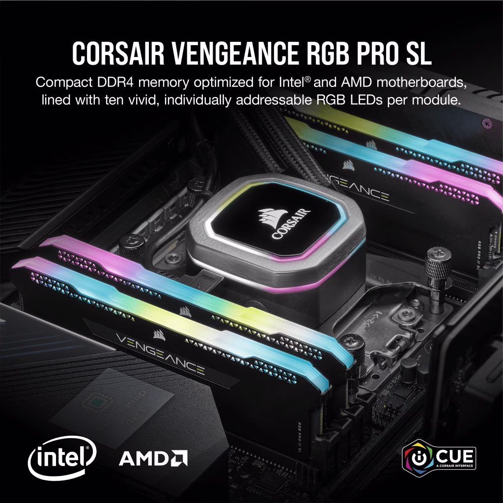 CORSAIR Vengeance RGB Pro SL 16GB (2 x 8GB) 288-Pin DDR4 SDRAM DDR4 3600 (PC4 28800) Intel XMP 2.0 Desktop Memory | CMH16GX4M2D3600C18 thumbnail 2