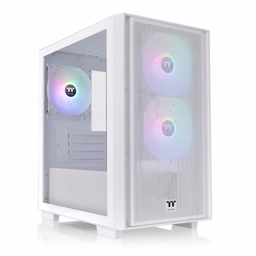 Thermaltake Versa H16 TG ARGB Micro Tower Case, Tempered Glass and Mesh Panel, 3x 120mm ARGB Lite Fans, Motherboard upto Micro ATX, Radiator Upto 280mm, White | CA-1Y8-00S6WN-01 image