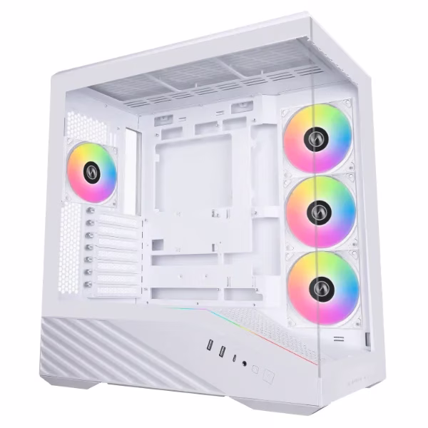 Lian Li V100 ATX Mid-Tower PC Case, 4 x 120mm ARGB PWM Fans Pre-Installed, LED RGB Strip, Display Platform with Tempered Glass, Support 420mm GPUs, 360mm Radiator, Optimized Airflow - White (V100RW) – Buy Online