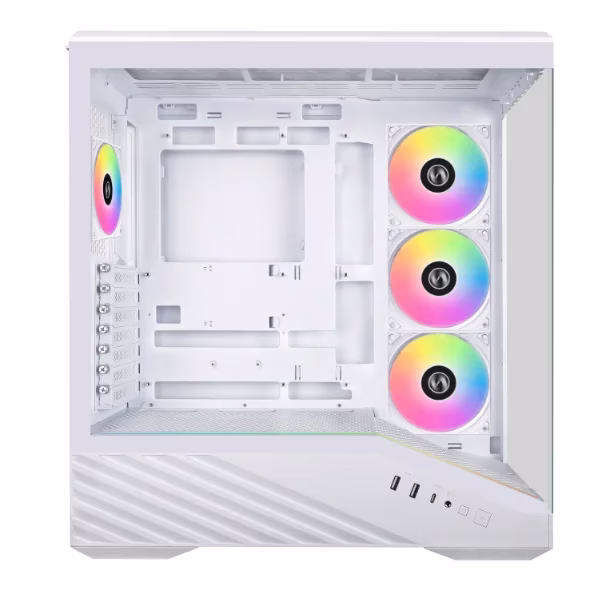Lian Li V100 ATX Mid-Tower PC Case, 4 x 120mm ARGB PWM Fans Pre-Installed, LED RGB Strip, Display Platform with Tempered Glass, Support 420mm GPUs, 360mm Radiator, Optimized Airflow - White (V100RW) thumbnail 2