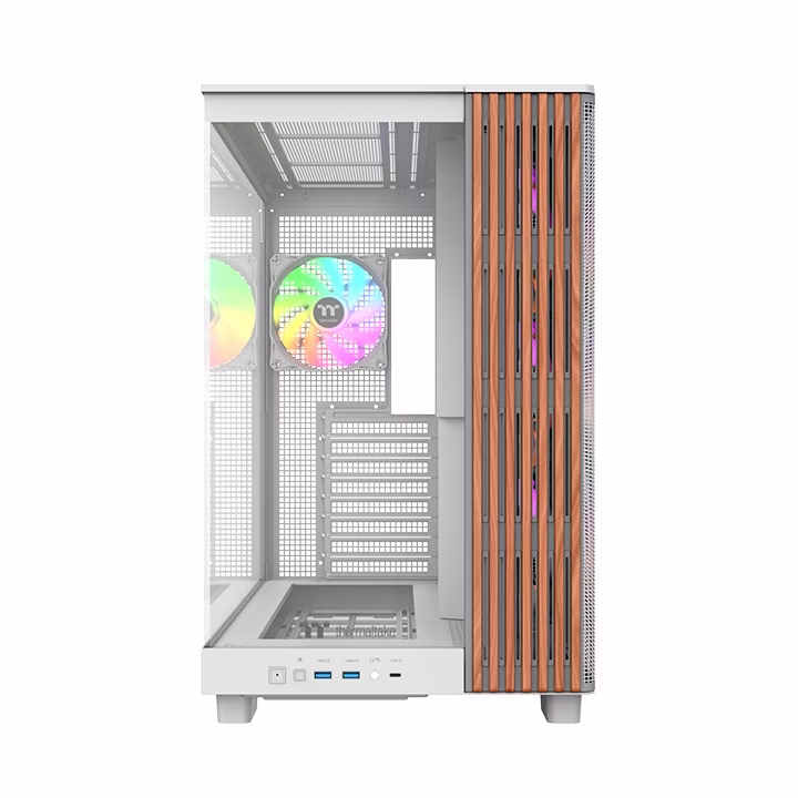 Thermaltake View 380 XL WS ARGB Snow Mid-tower White ATX Case, Wood Edition, Dual-Chamber, Hidden-Connector Ready, 4x ARGB Lite Fans | CA-1Z2-00M6WN-WS thumbnail 2