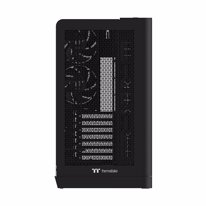 Thermaltake View 390 Air Mid Tower Case, Curved Tempered Glass, Supports Hidden-Connector Motherboards, Rotatable PCIe Slots, Black | CA-11F-00M1WN-00 thumbnail 3